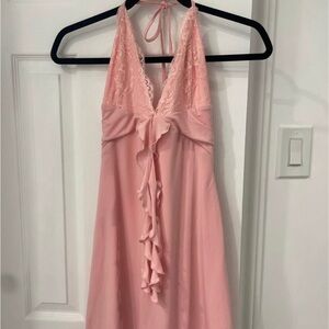 Tiger Mist Pink Lace Halter Mini Dress